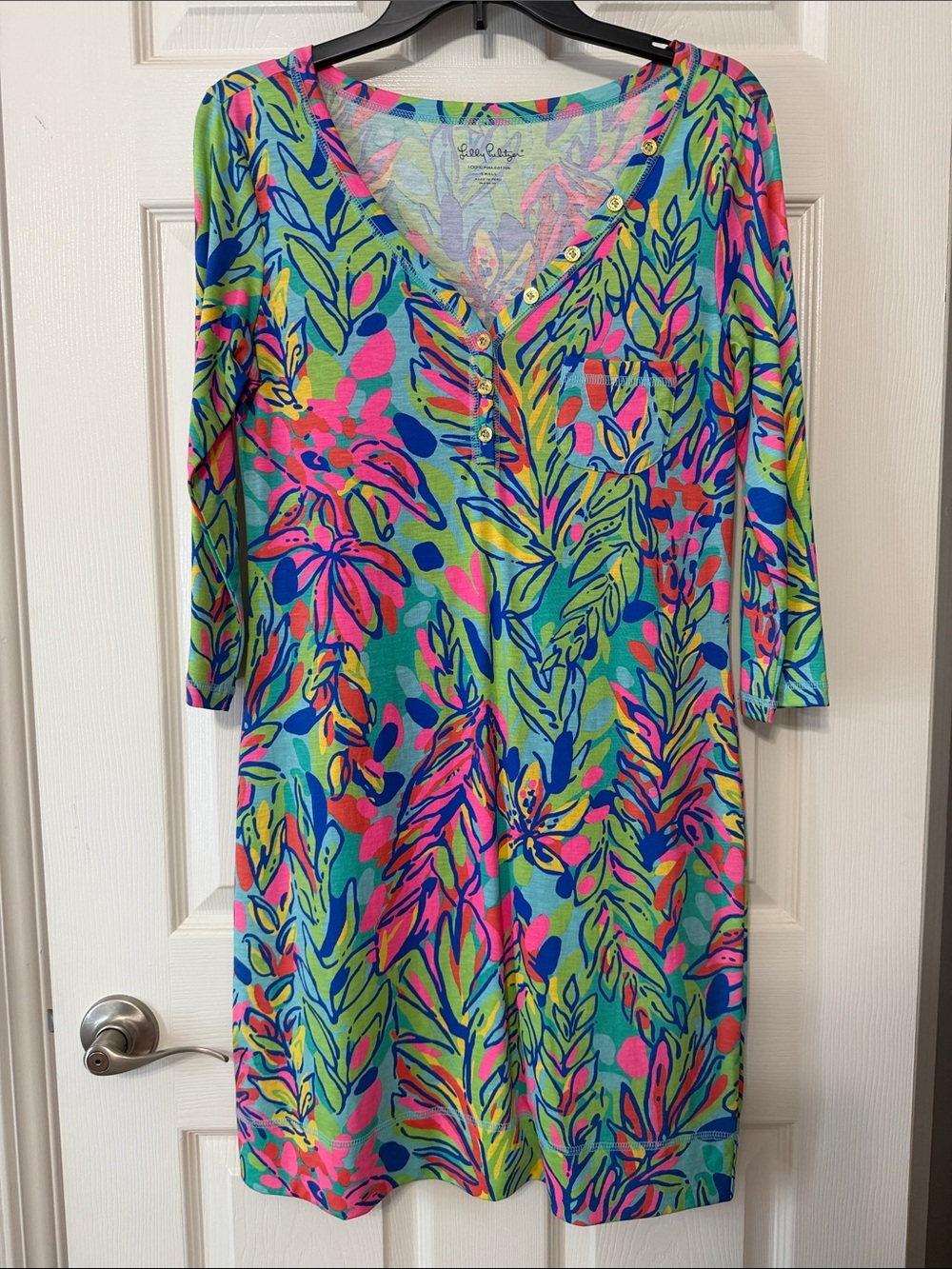Lilly Pulitzer Women’s Green Tropical Print Shirt Dress